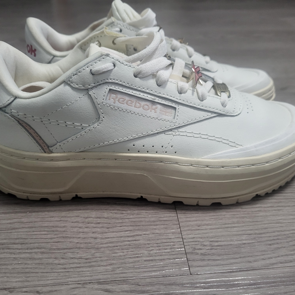 Reebok Cream Leather Casual Platform Sneakers
